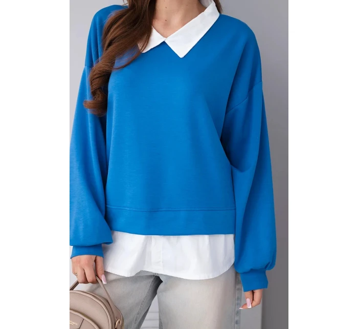 Dámská máslová mikina z viskózy s model 22014155 vsadkou chrpová - K-Fashion