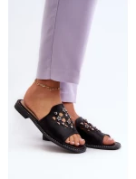 Lesklé dámské sandály s ozdobami S.Barski KV27-063 černé