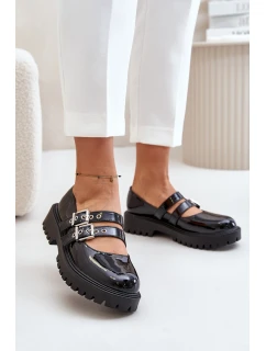 Dámské Lakované Polobotky S Pásky Černé Terione