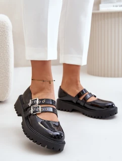 Dámské Lakované Polobotky S Pásky Černé model 21671078 - Boto