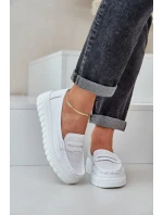 Dámské Kožené Mokasíny Na Platformě A Klínu Bílé model 21685441 - EVENTO