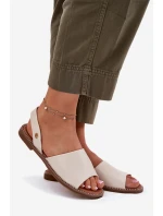 Dámské sandály na plochém podpatku eko kůže béžové model 21697882 - EVENTO