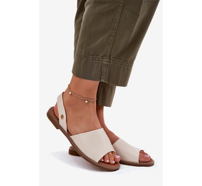 Dámské sandály na plochém podpatku eko kůže béžové model 21697882 - EVENTO