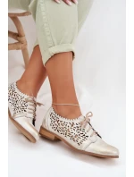 Kožené síťované dámské polobotky Zazoo 3195 zlaté