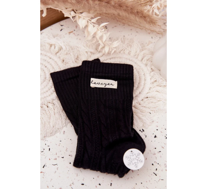 Teplé dámské ponožky s vlnou – černé