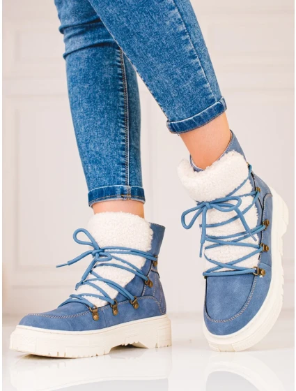 Módní sněhule modré dámské bez podpatku Módní sněhule modré dámské bez podpatku