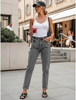 Dámské kalhoty mom fit s vysokým pasem šedé FashionStreet UY2976
