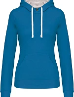 Kariban K 465 Dámská mikina s kontrastní kapucí 20.K465 tropical blue/white