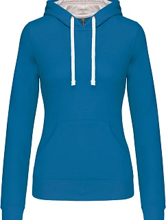 Kariban K 465 Dámská mikina s kontrastní kapucí 20.K465 tropical blue/white