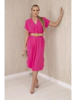 Šaty s ozdobným páskem růžové