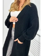 Svetr dlouhý kardigan černý Svetr dlouhý kardigan černý