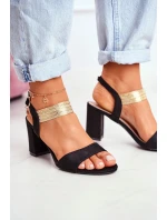 Dámské Sandály Na Podpatku Semišové Černé model 21525964 - S.Barski Dámské Sandály Na Podpatku Semišové Černé model 21525964 - S.Barski