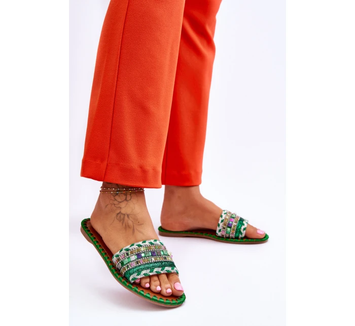 Dámské zdobené pantofle Zelene Bellisa Dámské zdobené pantofle Zelene Bellisa