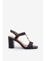 Dámské Sandály Na Podpatku S Dekorací A Pletením Černé Annaviel Dámské Sandály Na Podpatku S Dekorací A Pletením Černé Annaviel