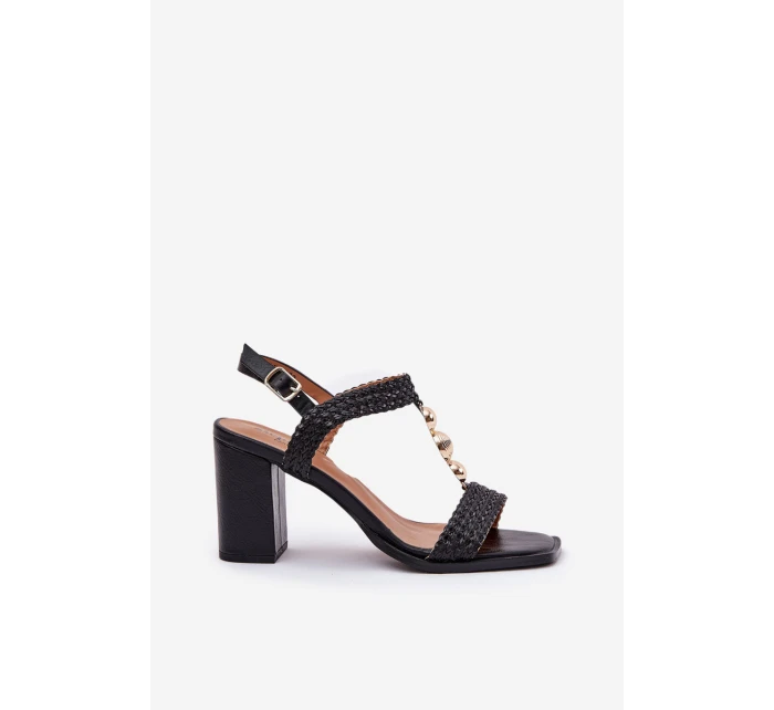 Dámské Sandály Na Podpatku S Dekorací A Pletením Černé Annaviel Dámské Sandály Na Podpatku S Dekorací A Pletením Černé Annaviel