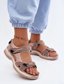 Kožené dámské sandály ve sportovním stylu McKeylor 95414 Béžovo-růžové
