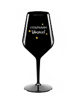VYCHUTNÁVÁM SI VÁNOCE - černá nerozbitná sklenice na víno 470 ml