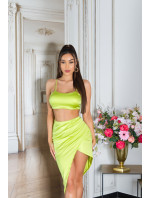 Sexy Koucla Musthave Satin Set Skirt + Crop Top