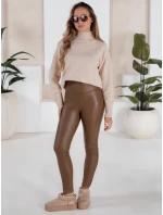 Dámské voskované legíny světle hnědé model 21971279 - Dstreet
