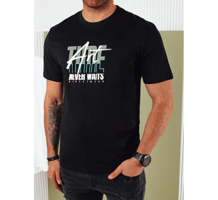 Pánské tričko s potiskem černé FashionStreet RX5391