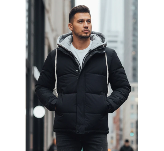 Pánská prošívaná zimní bunda s kapucí FashionStreet navy blue TX5101