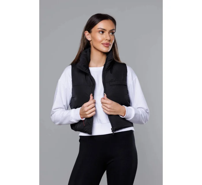 Krátká černá vesta se stojáčkem model 18266810 - J.STYLE Krátká černá vesta se stojáčkem model 18266810 - J.STYLE