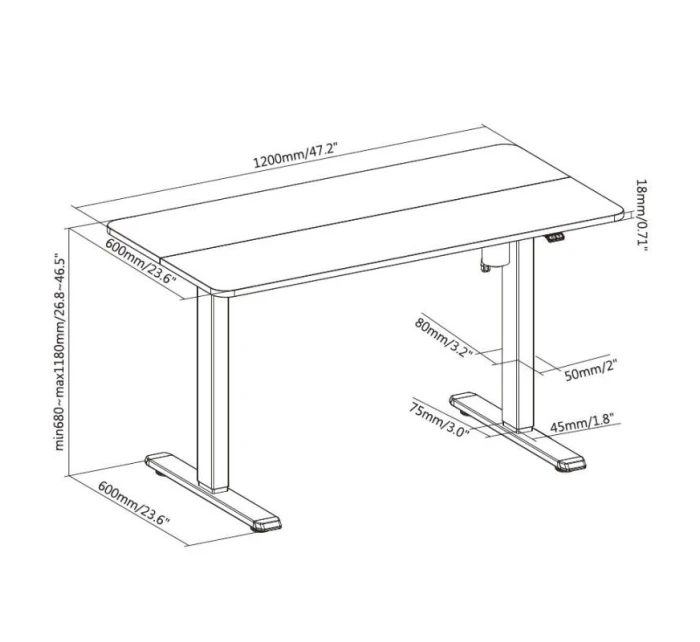Jednomotorové elektrické stolní zařízení 70Kg gr lite Retail (spedice)