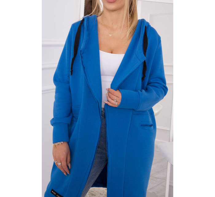 Chrpově modrá zateplená bunda s kapucí