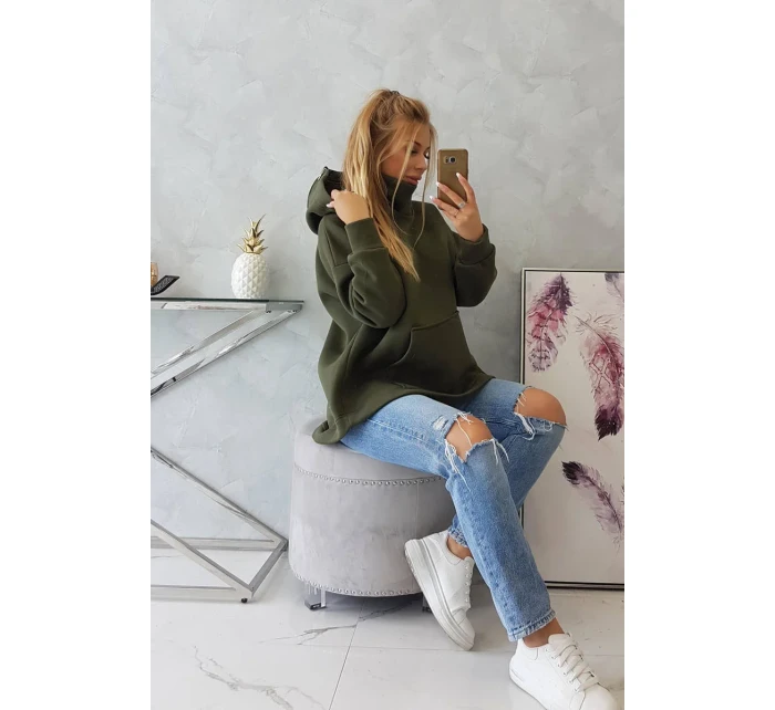 Zateplená mikina se zipem na zádech v barvě khaki Zateplená mikina se zipem na zádech v barvě khaki