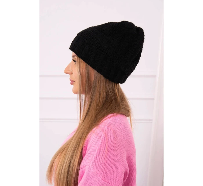 Dámská čepice černá model 18751759 - K-Fashion Dámská čepice černá model 18751759 - K-Fashion