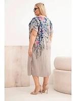 Dámské viskózové šaty Plus Size s krátkým rukávem a model 22092332 rozparky fango - K-Fashion