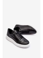 Pánské kožené sportovní boty model 21641519 černé - Zazoo Pánské kožené sportovní boty model 21641519 černé - Zazoo