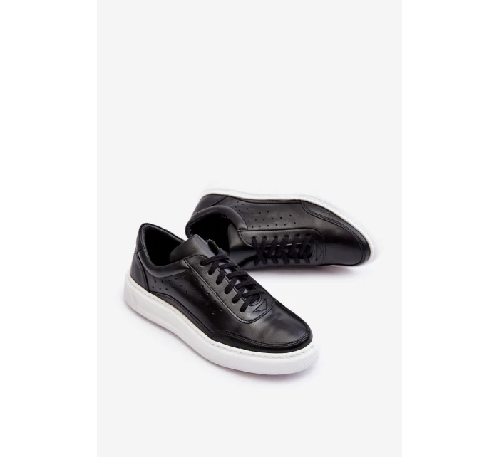 Pánské kožené sportovní boty model 21641519 černé - Zazoo Pánské kožené sportovní boty model 21641519 černé - Zazoo