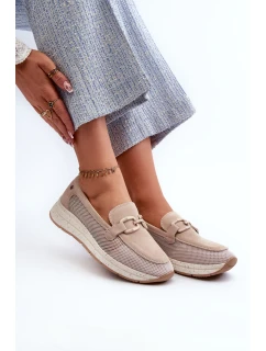 Dámské semišové mokasíny D&A model 21660237 Beige - S.Barski