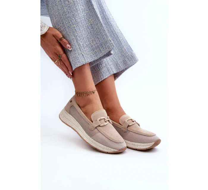 Dámské semišové mokasíny D&A model 21660237 Beige - S.Barski