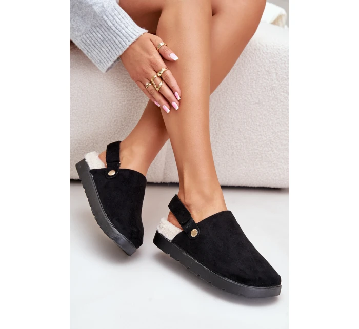 Dámské Pantofle Na Silné Podešvi S Kožíškem A Přezkou Černé model 21679287 - Boto Dámské Pantofle Na Silné Podešvi S Kožíškem A Přezkou Černé model 21679287 - Boto