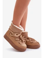 Dámské Sněhule Na Platformě Zateplené Kožíškem Camel model 21679641 - Boto Dámské Sněhule Na Platformě Zateplené Kožíškem Camel model 21679641 - Boto