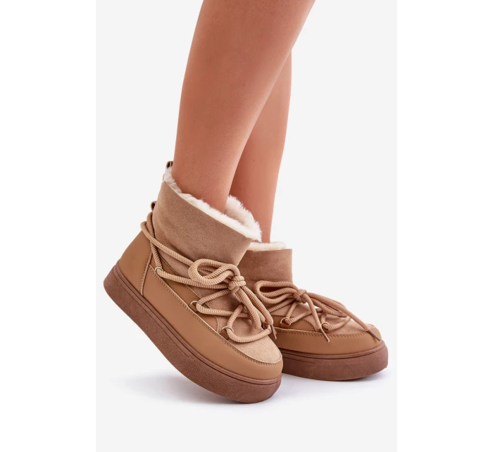 Dámské Sněhule Na Platformě Zateplené Kožíškem Camel model 21679641 - Boto Dámské Sněhule Na Platformě Zateplené Kožíškem Camel model 21679641 - Boto