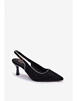 Dámské sandály na podpatku s lemovkou Černé model 22111356 - Boto