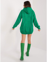 Zelený dámský oversize svetr s kapucí