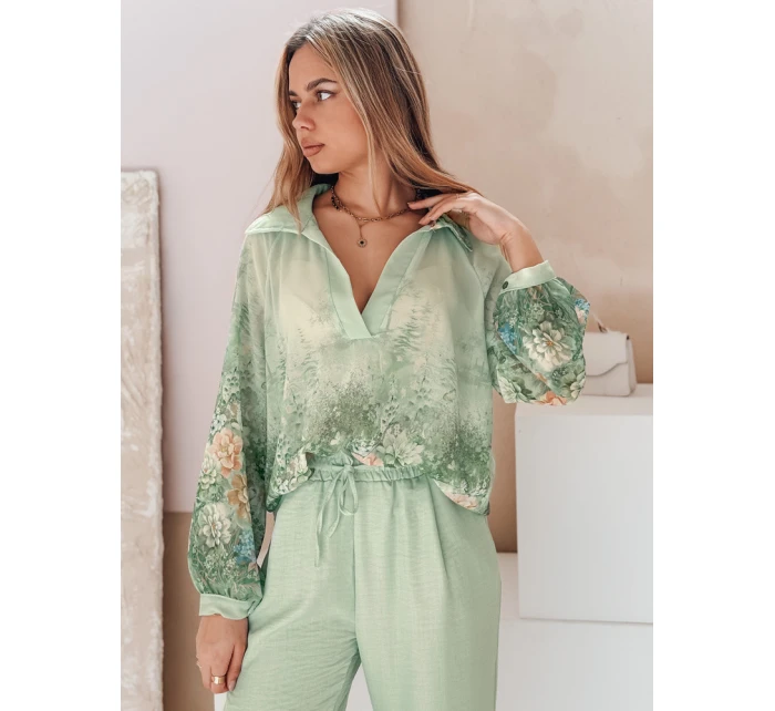 Dámské květované tričko oversize Květinově zelené FashionStreet DY0471