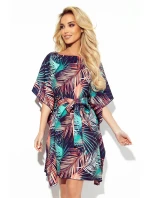 SOFIA - Dámské motýlkové šaty se zavazováním v pase a se vzorem palmových listů 287-20
