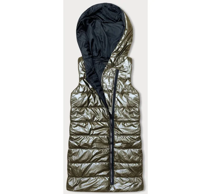 Zlatá dámská vesta s asymetrickým zipem model 18942026 - J.STYLE