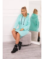 Šaty s kapucí a bočním rozparkem mint