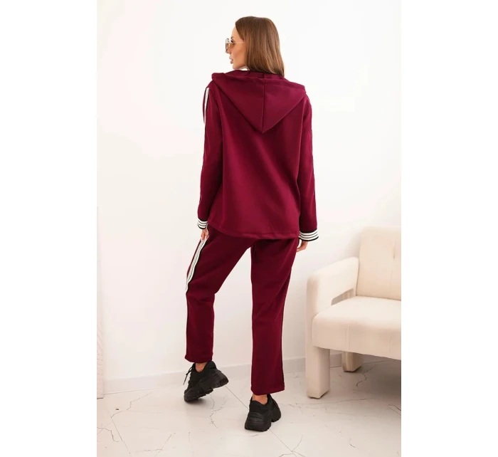 Dámská souprava s viskózou, lampasem a sportovní blůzou švestková