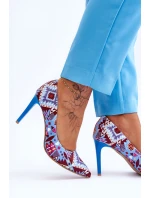 Módní kožené boty Lewski na vysokém podpatku model 21615964 Modrá červená - Boto