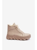 Kožené Boty Dámské Na Platformě Bežové Lemar model 21638483 - Boto