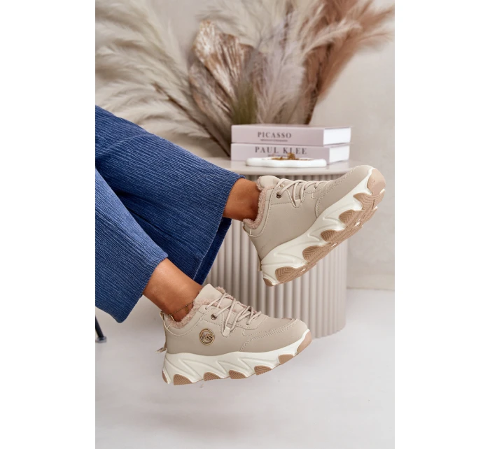 Zateplené Dámské Sportovní Boty Na Na Platformě Béžové model 21668469 - Boto Zateplené Dámské Sportovní Boty Na Na Platformě Béžové model 21668469 - Boto