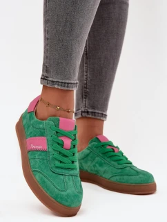 Semišové dámské tenisky model 21708447 zelené - VINCEZA