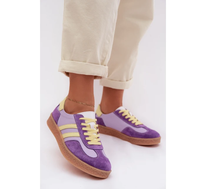 Kožené Dámské Tenisky LR61-7059 Fialové Kožené Dámské Tenisky LR61-7059 Fialové